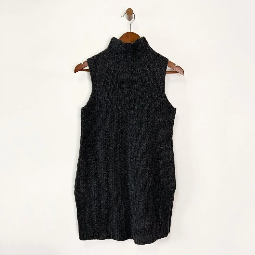 Theory Embree Charmant Mock-Neck Sleeveless Sweater in Dark Charcoal - Picture 3 of 10